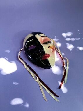 Vintage Clay Art SF Music Notes Ceramic Wall Mask 1990